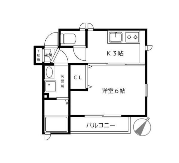 KARIDEA(1K/2階)の間取り写真