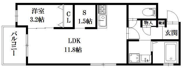 ロイズ空港前(1SLDK/5階)の間取り写真