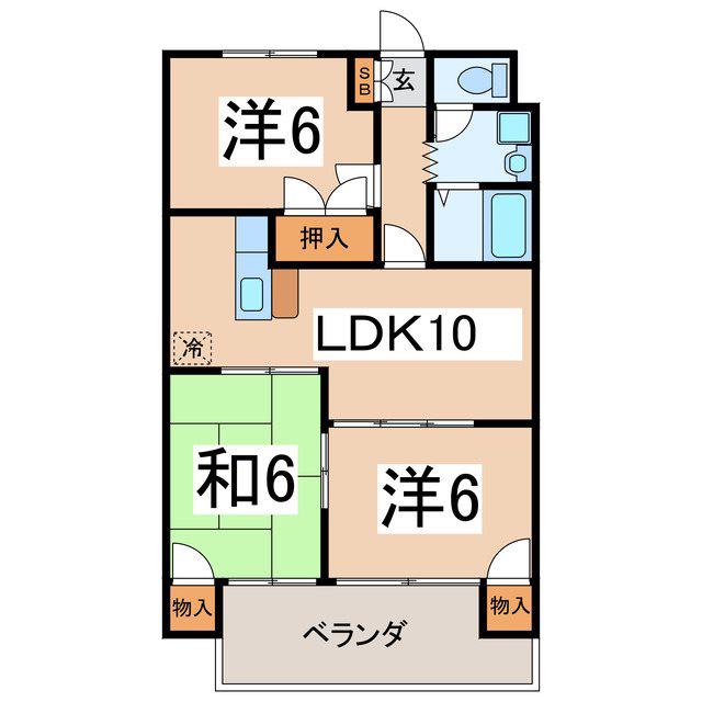 ウェルス21(3LDK/3階)の間取り写真
