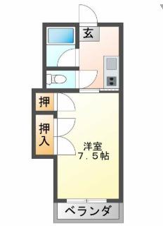 メビウス南昭和(1DK/2階)の間取り写真