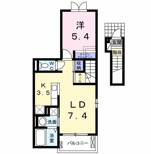 レガリア(1LDK/2階)の間取り写真