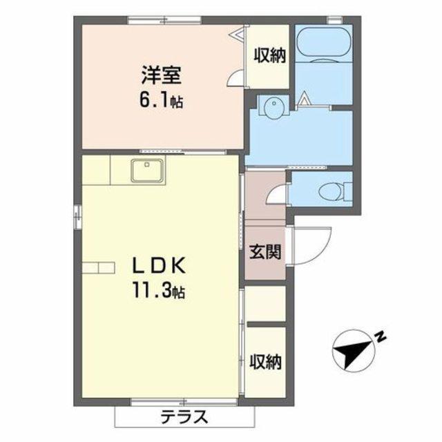 ラフォーレJ・N・I(1LDK/1階)の間取り写真