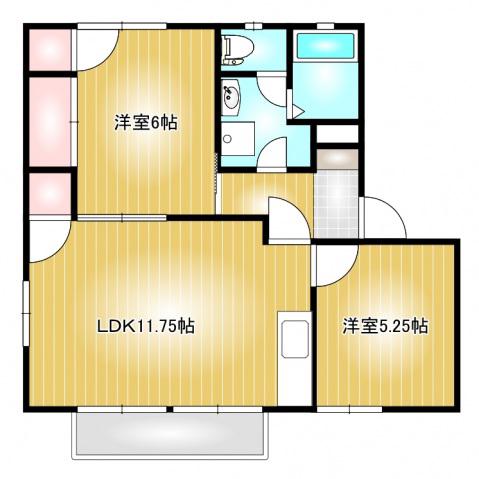 ディアス福富(2LDK/2階)の間取り写真