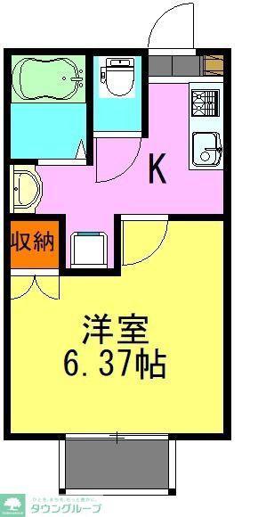 カーサ高柳(1K/2階)の間取り写真