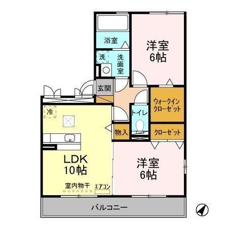 ツインハーモニーB棟(2LDK/1階)の間取り写真