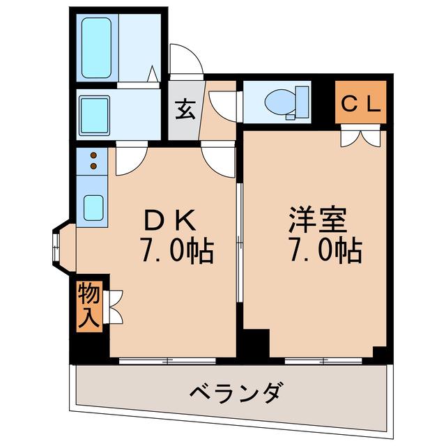 久屋グリーンビル(1DK/7階)の間取り写真