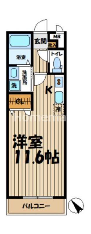 GEMINI(ワンルーム/3階)の間取り写真
