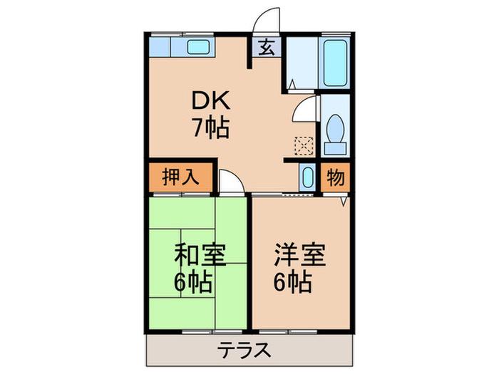 メイプルA(2DK/1階)の間取り写真