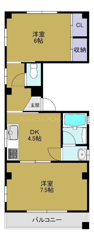 モデラート弁天(2DK/5階)の間取り写真
