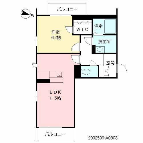 ベレオ 山の手 (1LDK/3階)の間取り写真