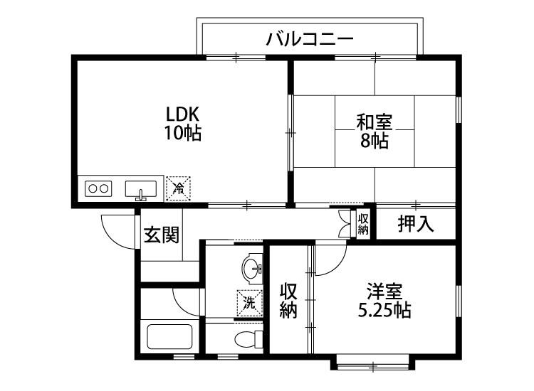 ラグーン神道寺南C棟(2LDK/1階)の間取り写真