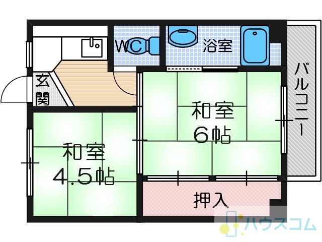ビレッジハウス茨木(1DK/1階)の間取り写真