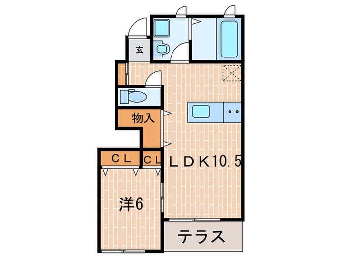 アーク緑が丘(1LDK/1階)の間取り写真