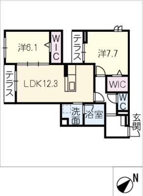 クレストリア(2LDK/1階)の間取り写真