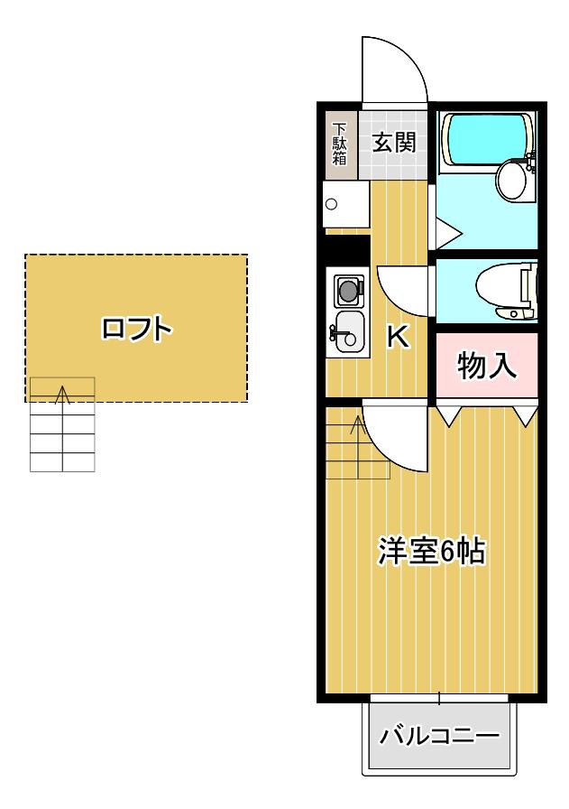 エルピソII(1SK/2階)の間取り写真