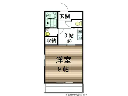 ワーズワース 広商事管理物件(1K/1階)の間取り写真