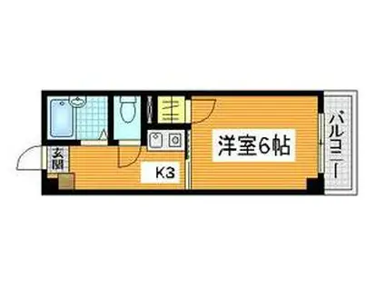 ピープルタウン八幡(1K/3階)の間取り写真