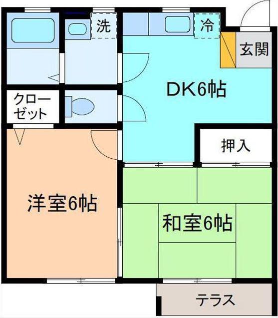 サンフラワー玉川(2DK/1階)の間取り写真