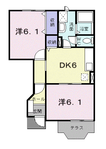 クレールコート(2DK/1階)の間取り写真