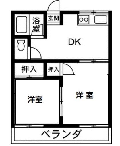 コーポラス城南(2DK/2階)の間取り写真