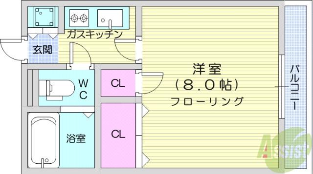 アペールしいな(1K/1階)の間取り写真