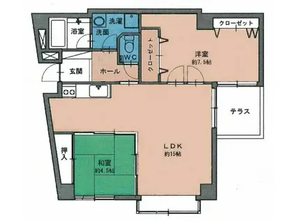 カーサ小井堀(2LDK/3階)の間取り写真