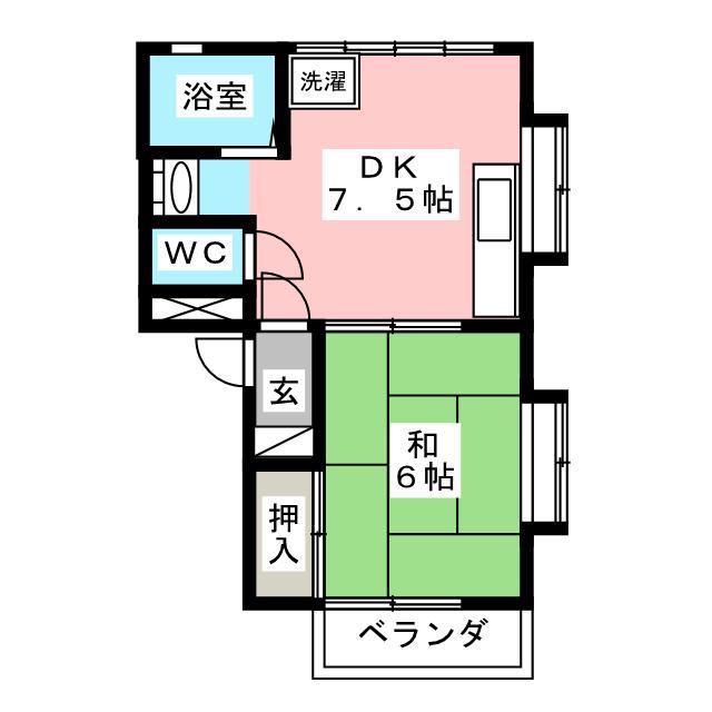 ハイツみどり(1DK/1階)の間取り写真