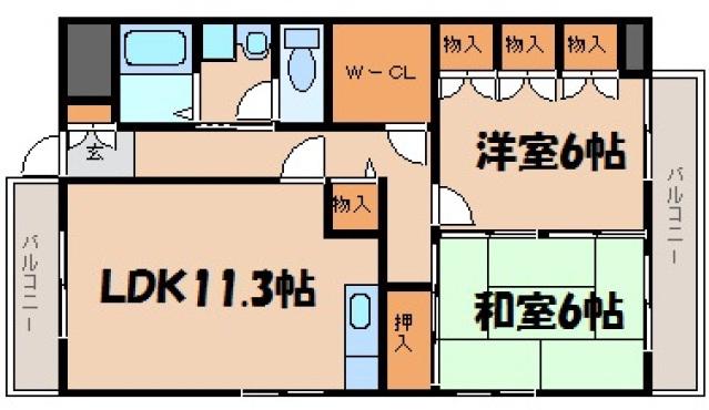 コーポラスグリーン(2LDK/2階)の間取り写真