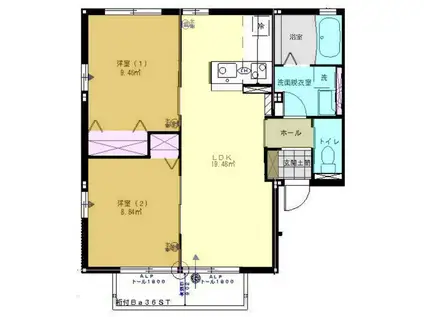 メゾネット(2LDK/1階)の間取り写真