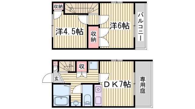 レオパレスグランディール(2DK/1階)の間取り写真