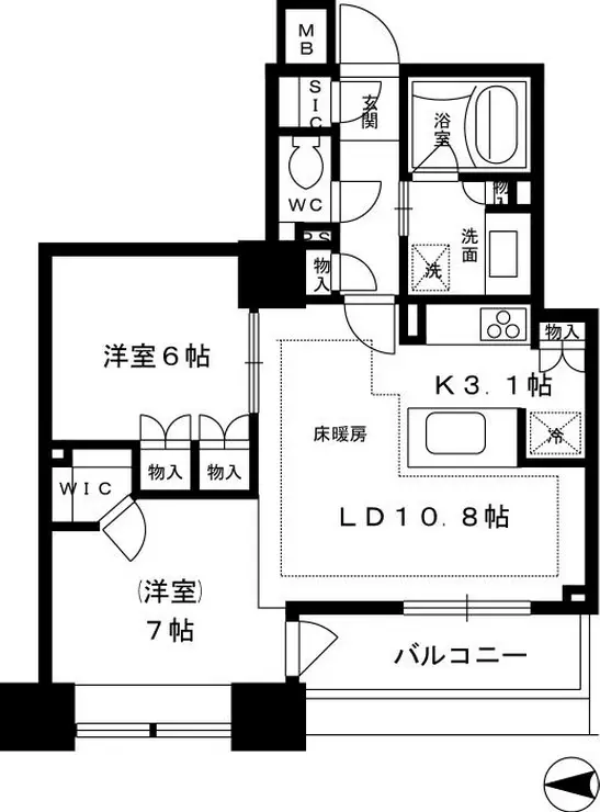 ライオンズ四谷タワーゲート 10階階 間取り