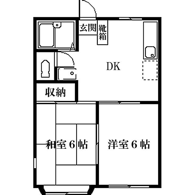 シェラトン南大沢(2DK/1階)の間取り写真