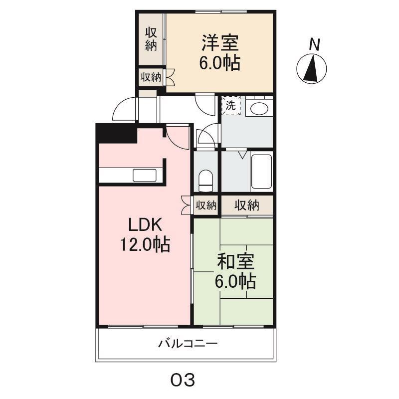 DMハイツA・B棟(2LDK/2階)の間取り写真