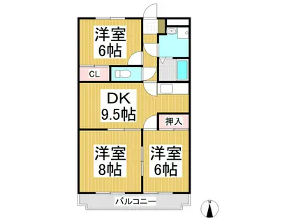 ソレイユ三本柳(3DK/2階)の間取り写真