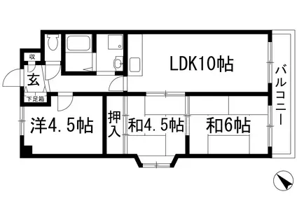 ビスタ萩原台 2号棟(3LDK/3階)の間取り写真