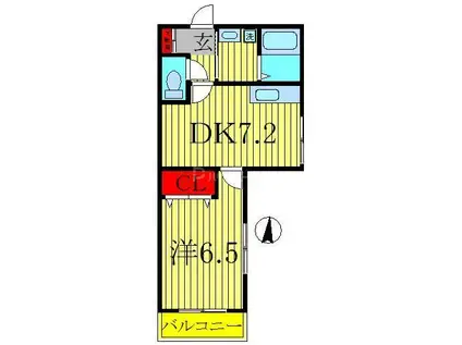 メゾンブルーベル(1DK/1階)の間取り写真