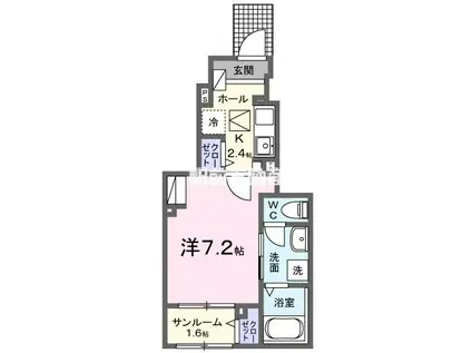 シエレトワール(1K/1階)の間取り写真