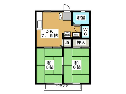 サンシティ岩田(2DK/2階)の間取り写真