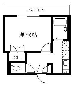 サンフローレ中央(1K/3階)の間取り写真