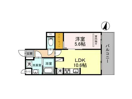 トリニティ三国ヶ丘(1LDK/2階)の間取り写真