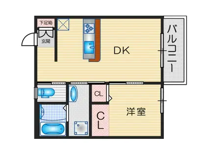 松田マンション(1DK/3階)の間取り写真