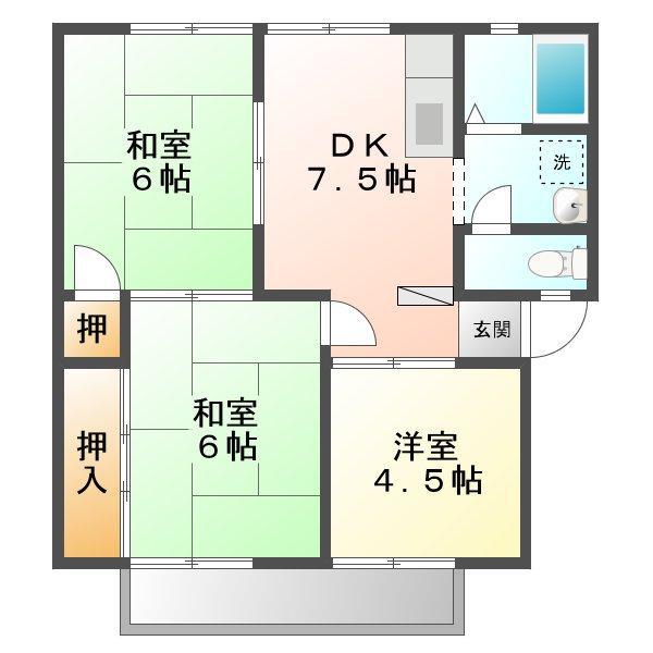 ファミール泉 ペット(3DK/2階)の間取り写真