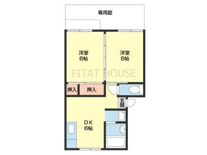 プレジール鳴神(2DK/1階)の間取り写真