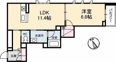 BLOOM-1(1LDK/2階)の間取り写真