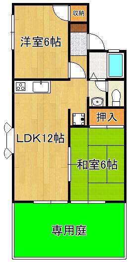 ヴァンベール(2LDK/2階)の間取り写真