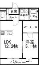 ユーシャイン和多田(1LDK/1階)の間取り写真