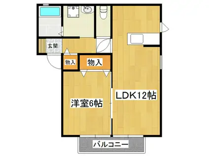 アイビースクエア四季の杜 D棟(1LDK/1階)の間取り写真