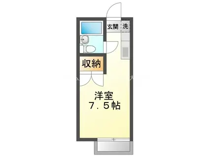 プリンスヒルA(ワンルーム/2階)の間取り写真