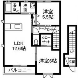 シャーメゾン エズ・ヴィラージュD(2LDK/2階)の間取り写真