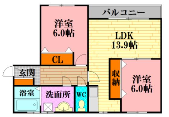 パルテール(2LDK/1階)の間取り写真
